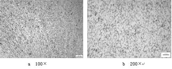 ML16CrSiNi长托板螺母未热处理的金相组织，可见变形痕迹