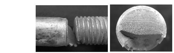 六角头螺栓疲劳断裂断口形貌， 彩锌螺栓疲劳断裂断口形貌