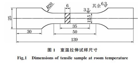 图１ 室温拉伸试样尺寸