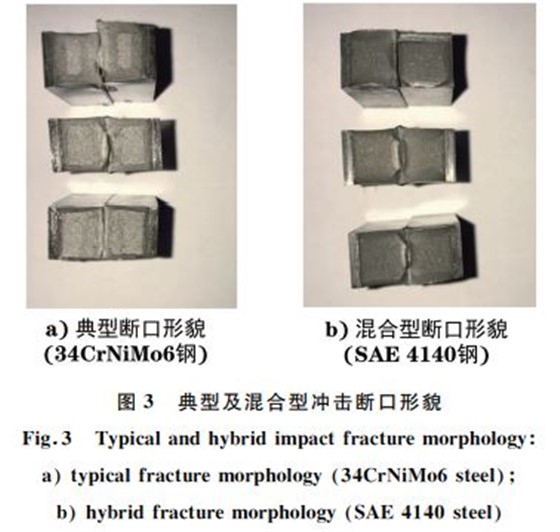 图３ 典型及混合型冲击断口形貌