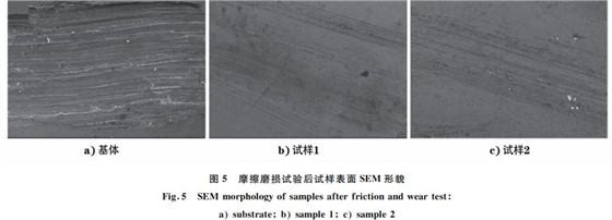 图５ 摩擦磨损试验后试样表面SEM 形貌