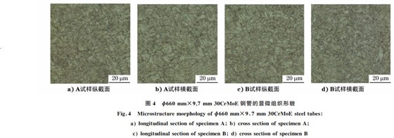 图４ ?６６０mm×９．７mm３０CrMoE钢管的显微组织形貌