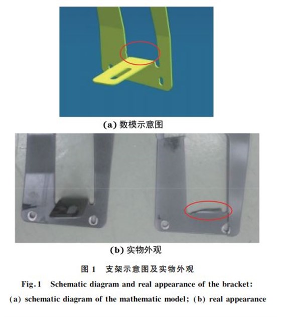 图１ 支架示意图及实物外观