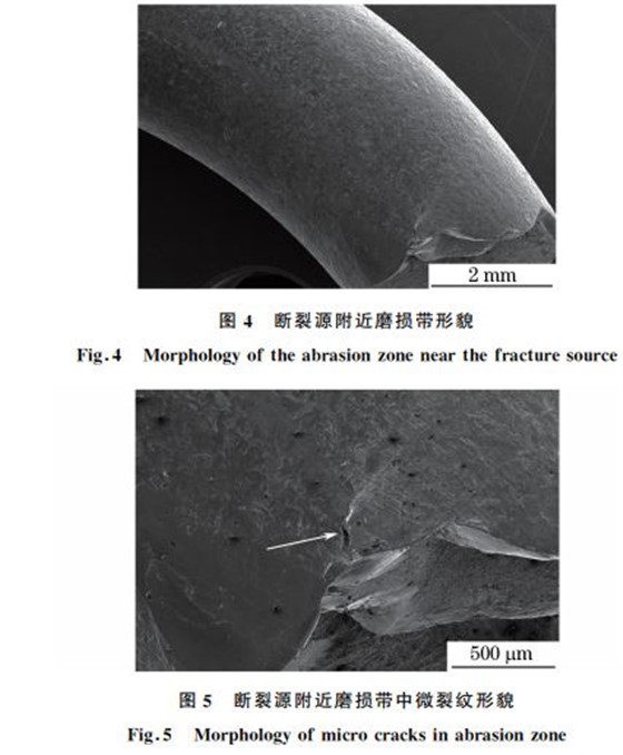 图５ 断裂源附近磨损带中微裂纹形貌