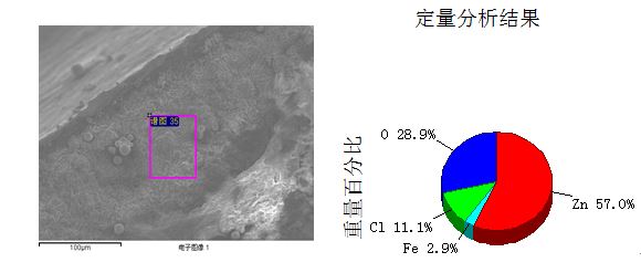 图13-4 A区断面形貌及能谱分析