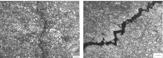 图14-27 M36的裂纹及两侧组织 图14-28 M42的裂纹及两侧组织