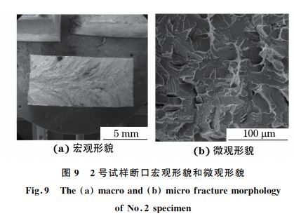 图９ ２号试样断口宏观形貌和微观形貌